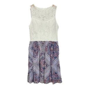 Speechless Lace Top Dress Floral Bottom Sleeveless Knee Length Multicolor Size 3